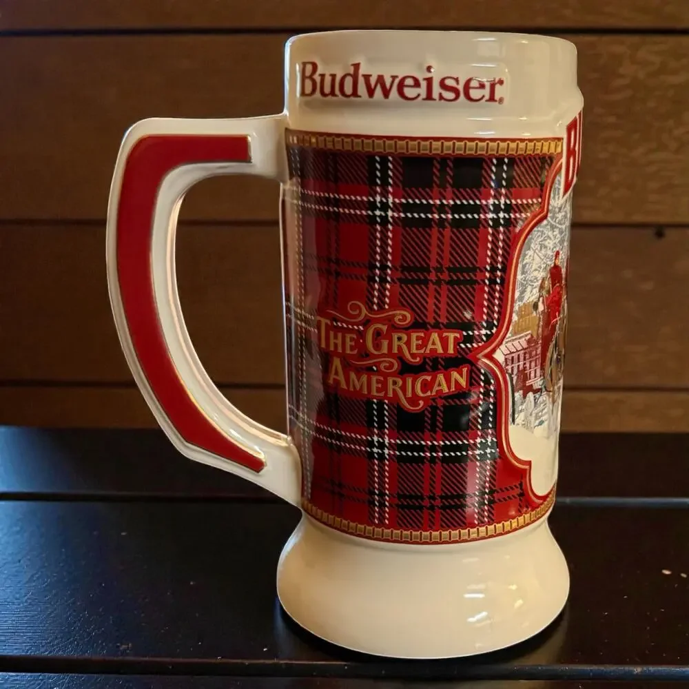 2021 Budweiser Plaid Holiday Beer Stein.